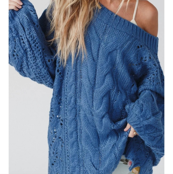 Three Bird Nest Sweaters - Sweater dress available in blue or black